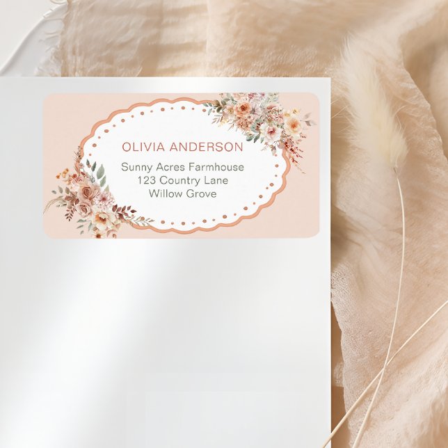 Boho Floral Baby Shower Return Address Label (Creator Uploaded)