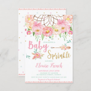 Boho Floral Baby Shower Sprinkle Dream Catcher Invitation