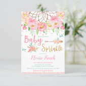 Boho Floral Baby Shower Sprinkle Dream Catcher Invitation (Standing Front)