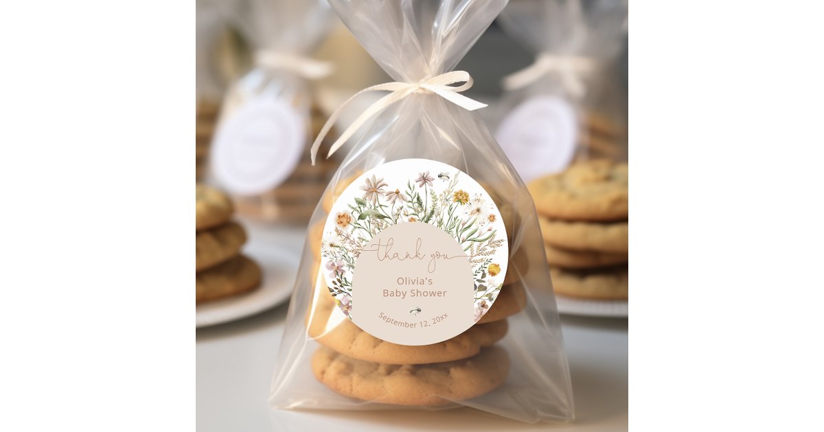 Boho Floral Baby Shower Thank You Classic Round Sticker | Zazzle