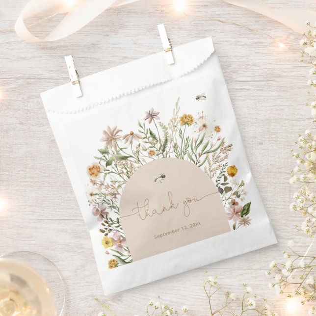Boho Floral Baby Shower Thank You Favor Bag (Clipped)