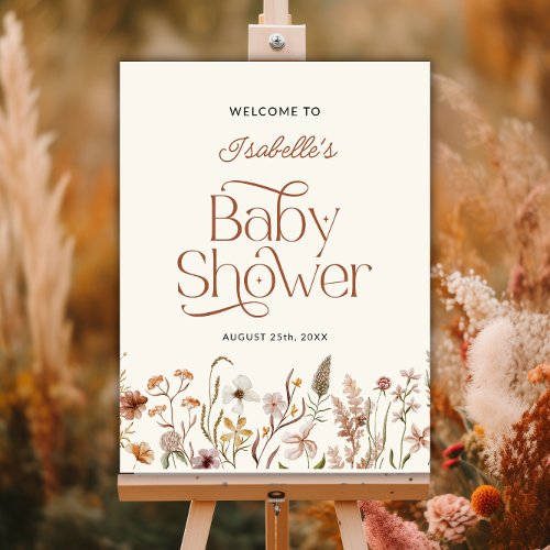 Boho Floral Baby Shower Welcome Sign