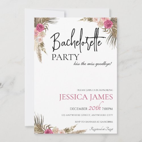 Boho Floral Bachelorette Party Invitation