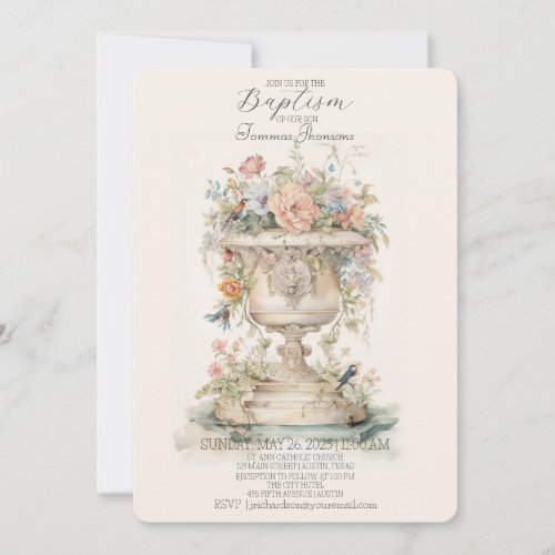 Boho Floral Baptism Invitation