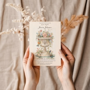 Boho Floral Baptism Invitation