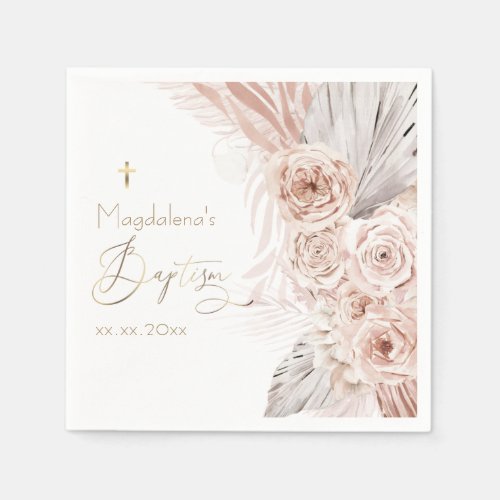 boho floral Baptism  Napkins