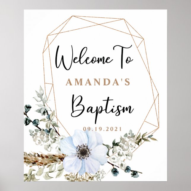 Boho Floral Baptism Welcome Poster (Front)