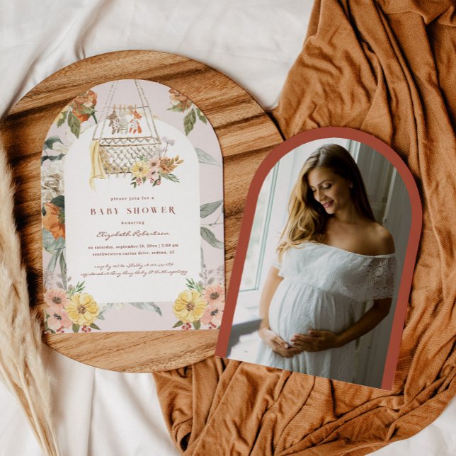 Boho Floral Bassinette | Baby Shower Invitation (Creator Uploaded)
