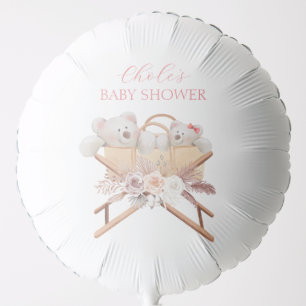 Boho Floral Bear Bassinet Girl Baby Shower Balloon