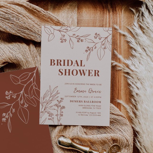 Boho Floral Beige Bridal Shower Invitation (Creator Uploaded)