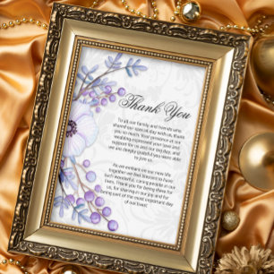 Boho Floral Berries Purple Wedding Thank You Card