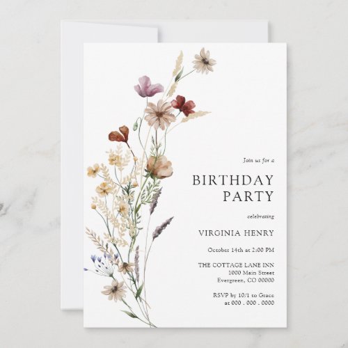 Boho Floral Birthday Invitation