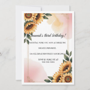 Boho Floral Birthday Party Invitation Custom Sun