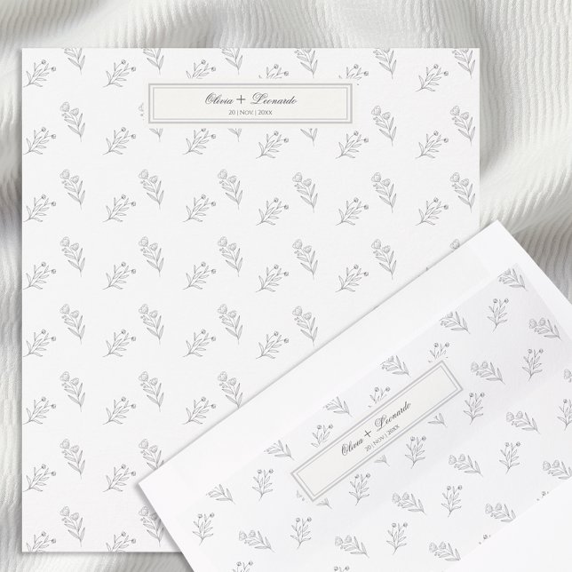 Boho Floral Black And White Pattern Floral Wedding Envelope Liner (Creator Uploaded)