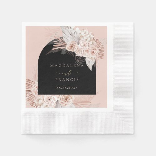 boho floral black arch wedding  napkins