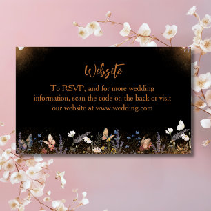 Boho Floral Black Butterfly Garden RSVP Card