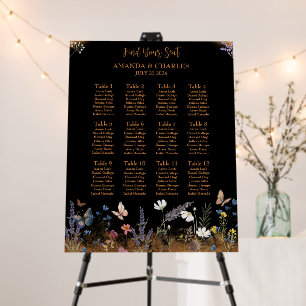Boho Floral Black Butterfly Garden Seat Chart Foam Board