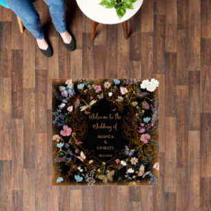Boho Floral Black Butterfly Garden Wedding Floor Decals