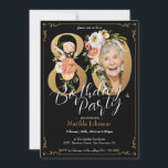 Boho Floral Black Gold Photo 80th Birthday Party Invitation<br><div class="desc">Boho Floral Black Gold Photo 80th Birthday Party Invitation. Glamorous and pretty birthday party invitation featuring vintage floral design with gold letters and black background! Goes amazing with a fun floral and glamorous party theme. Want more customization? Contact the designer by clicking on the 'message' button below.</div>