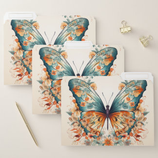 Boho Floral Blossom Butterfly Meadow Watercolor File Folder