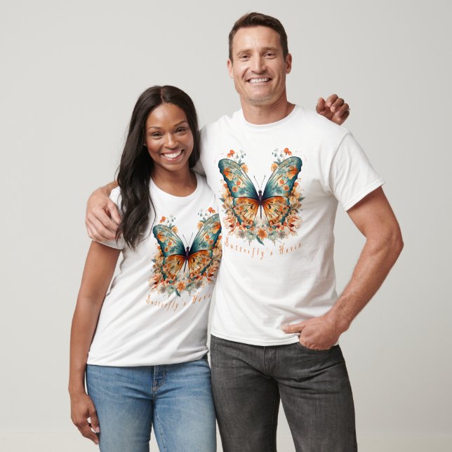 Boho Floral Blossom Butterfly Meadow Watercolor T-Shirt (Unisex)