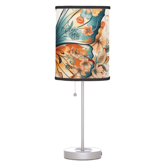 Boho Floral Blossom Butterfly Meadow Watercolor Table Lamp (Right)