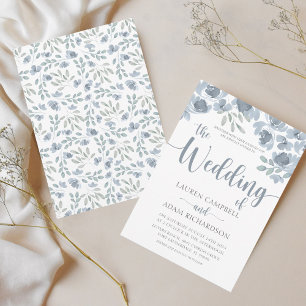 Boho Floral Blue Eucalyptus Wedding Invitation