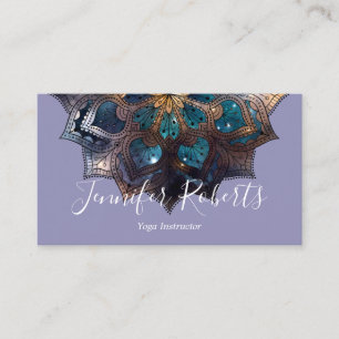 Boho Floral Blue Gold Mandala Chic Purple Business Card
