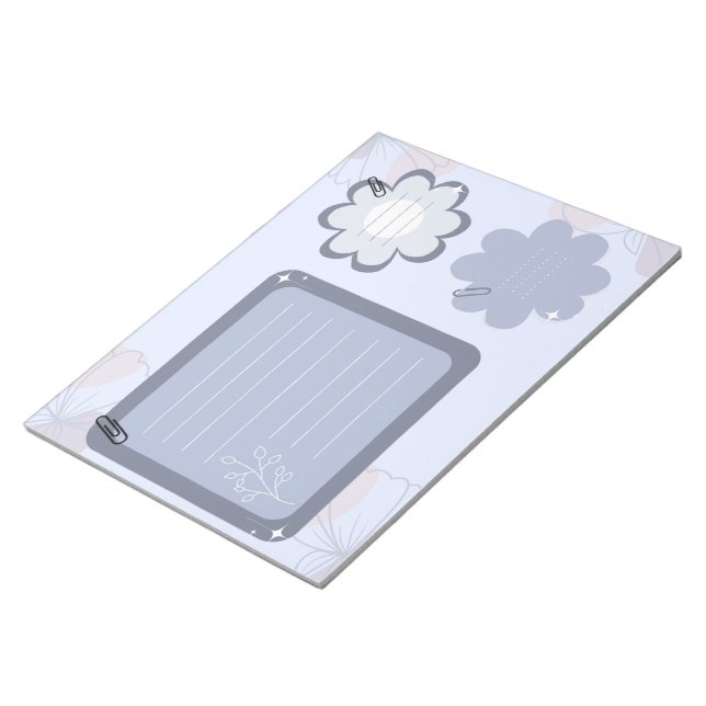 Boho Floral Blue Gray Creative Paper  Notepad (Angled)
