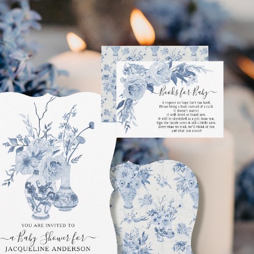 BOHO Floral Blue n White Watercolor Books for Baby Business Card