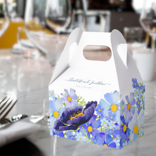 Boho Floral Blue Wedding Thank You Favor Boxes