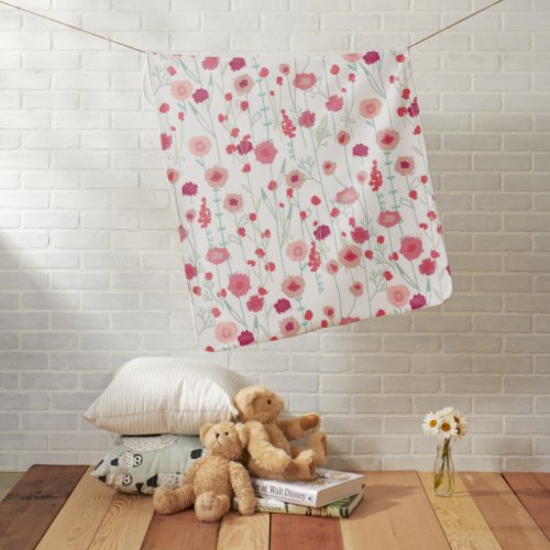 Boho Floral Blush Pink Baby Blanket