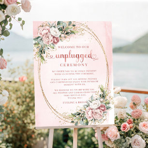 Boho Floral Blush Pink Greenery Unplugged Poster