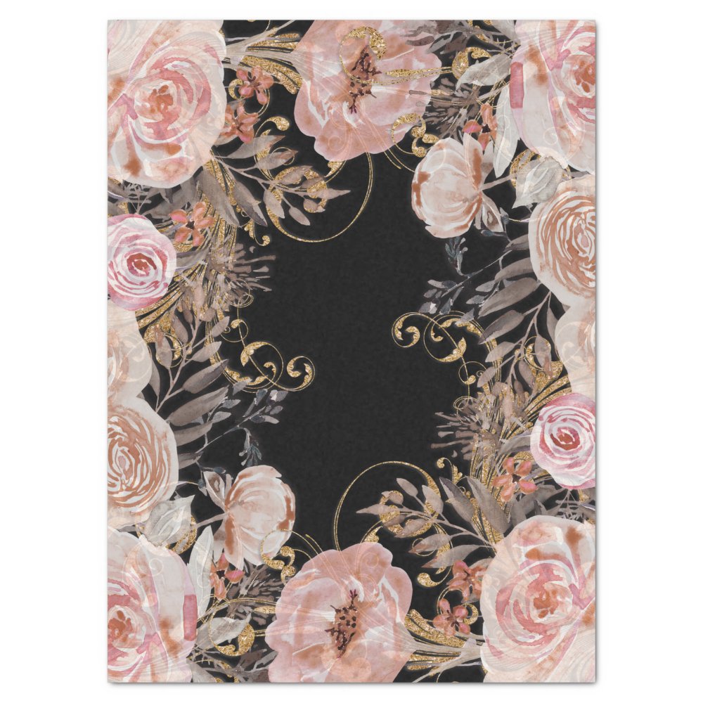Discover BOHO Floral Blush Pink Rose Gold Foliage Decoupage Tissue Paper