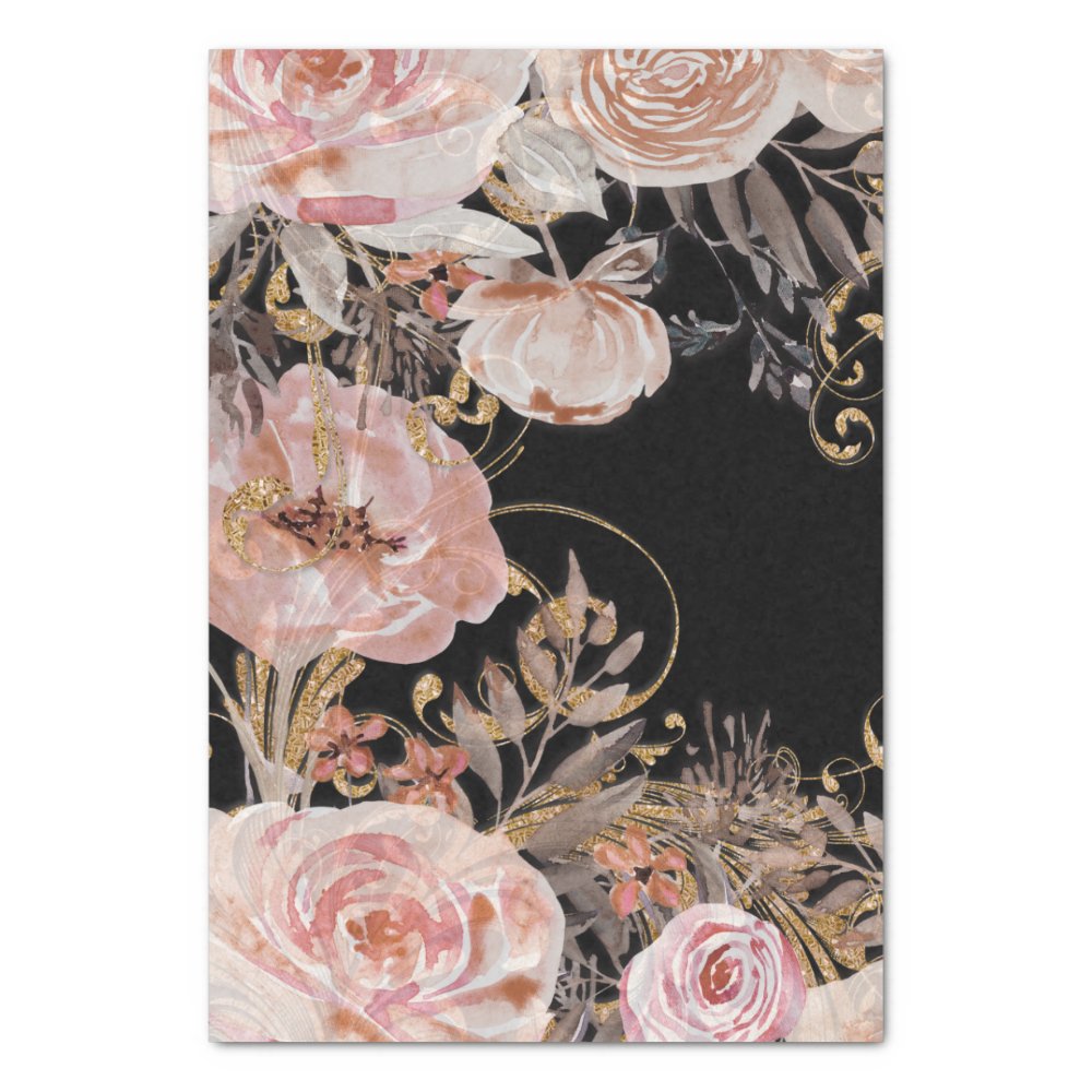 Discover BOHO Floral Blush Pink Rose Gold Foliage Decoupage Tissue Paper
