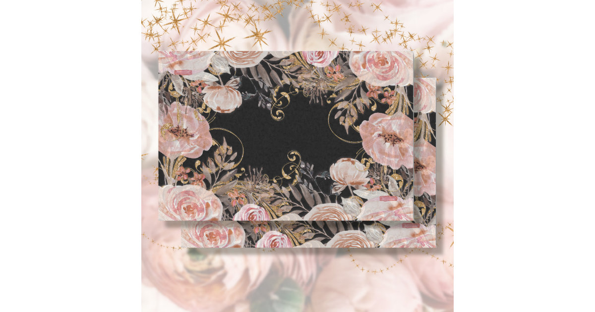 Flowers Large Decoupage Paper for Furniture Floral Craft Paper Wrapping  Paper Tissue Paper Printed Packing Paper Black Background 