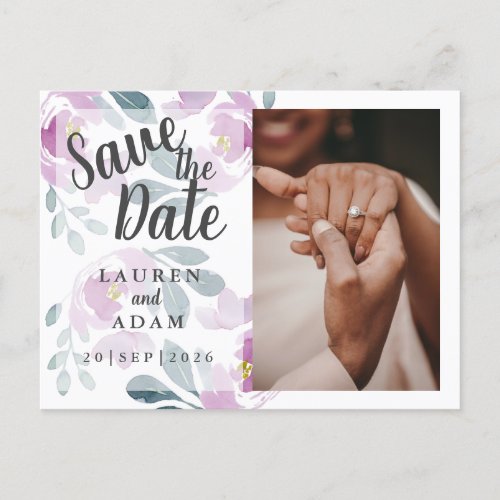 Boho floral Blush Pink Save the Date Wedding Announcement Postcard