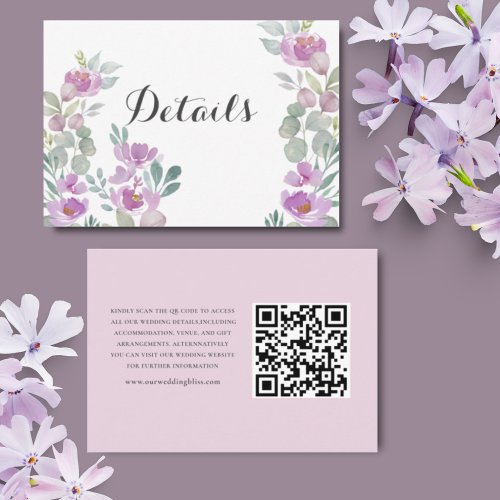 Boho Floral Blush Pink  Wedding Details  Enclosure Card