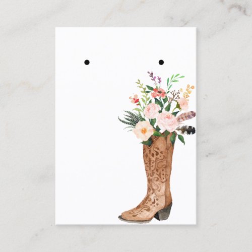 Boho Floral Boot Earring Jewelry Display Custom Business Card