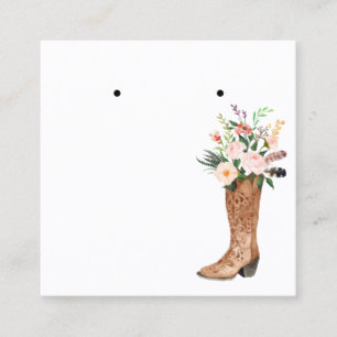 Boho Floral Boot Earring Jewelry Display Custom Square Business Card
