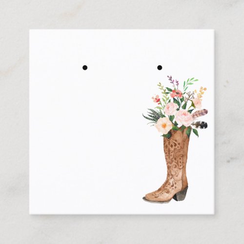 Boho Floral Boot Earring Jewelry Display Custom Square Business Card