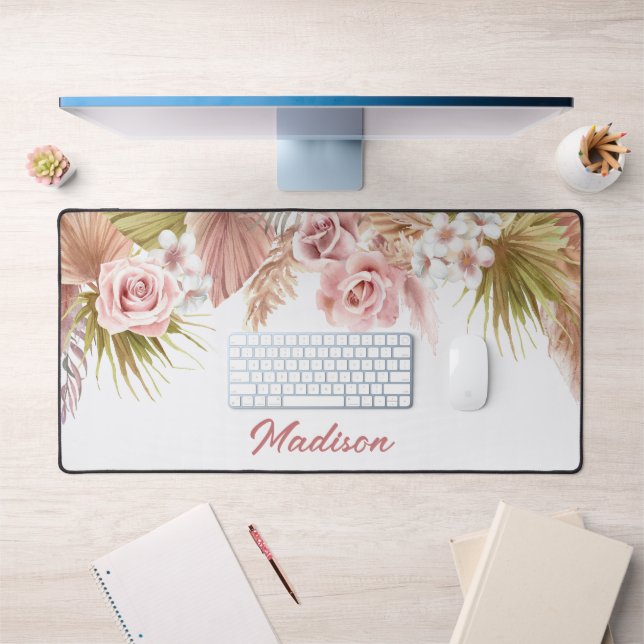 Boho Floral Border Bouquet Desk Mat (Office 1)