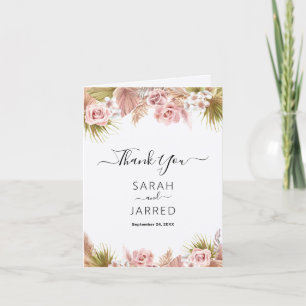 Boho Floral Border  Letterpress Thank You Card