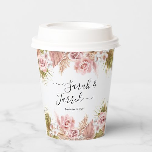 Boho Floral Border Paper Cups