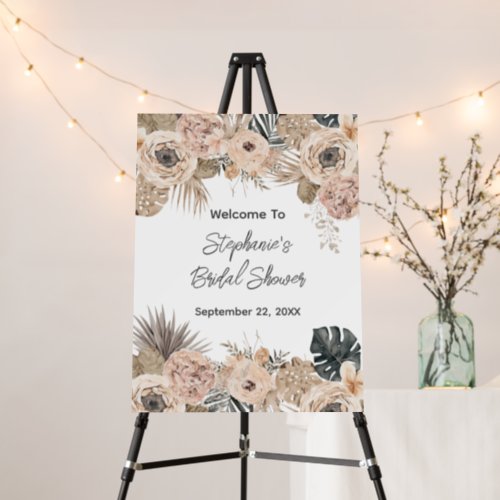 Boho Floral Botanical Beige Pink Bridal Shower  Foam Board