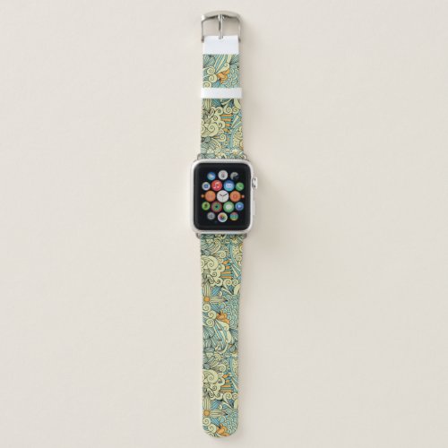 Boho Floral Botanical Blue Green 42mm Apple Watch Band