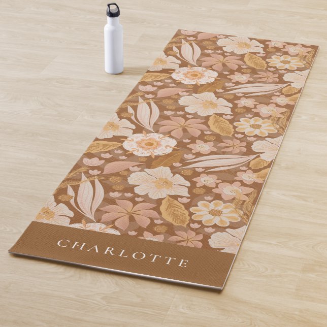 Boho Floral Botanical Personalized  Yoga Mat (In Situ)