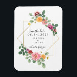 Boho Floral Botanical Wedding Save The Date Magnet<br><div class="desc">An elegant rustic wedding save the date magnet featuring a watercolor inspired botanical floral greenery design around a geometric frame with black text.  Look for matching wedding invitations and other coordinating items at Jill's Paperie.</div>