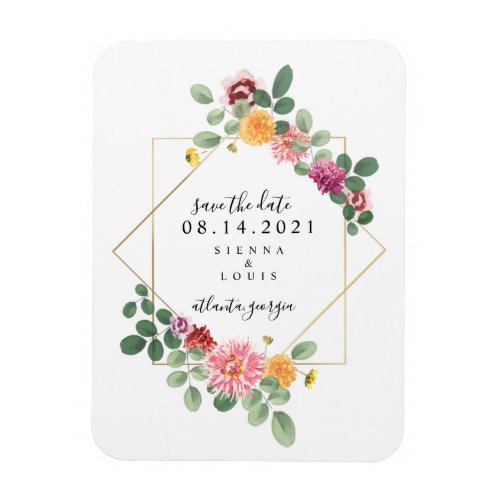 Boho Floral Botanical Wedding Save The Date Magnet