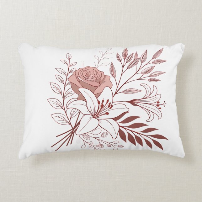 Boho Floral Bouquet Accent Pillow (Front)
